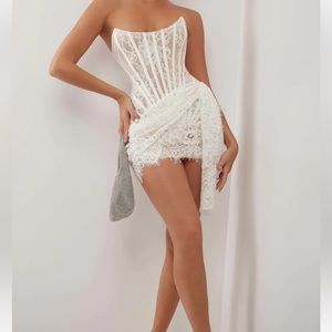 SOLD - NWT Heiress Beverly Hills white lace corset mini dress